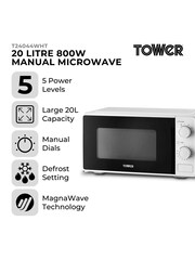 Tower White Manual 20 Litre 800W Microwave - Image 3 of 8
