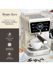 Swan Cream Retro Pump Espresso Digital Coffee Machine - Image 2 of 7