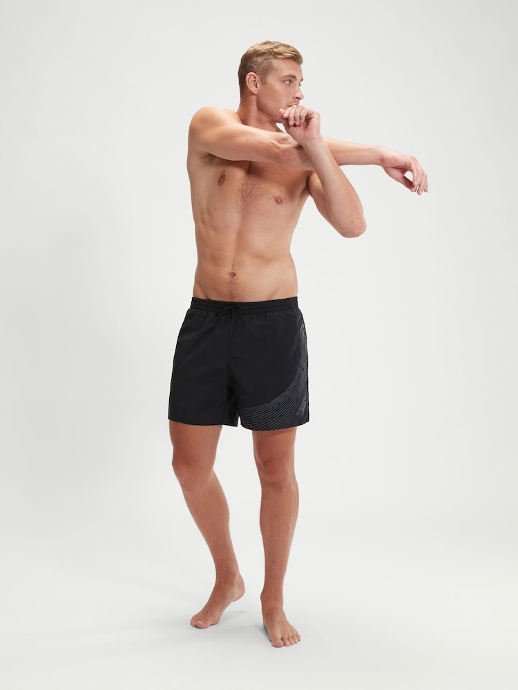 Speedo Black Mens HyperBoom Logo 16" Watershorts - Image 2 of 6