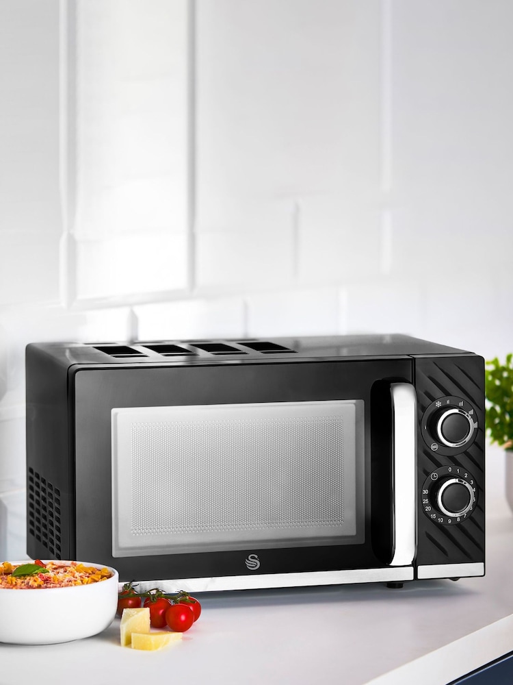 Swan Black Windsor Manual 20L 800W Microwave - Image 1 of 8 Swan Black Windsor Manual 20L 800W Microwave - Image 1 of 8