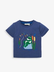 JoJo Maman Bébé Indigo Boys Fishing Frog T-Shirt - Image 1 of 2
