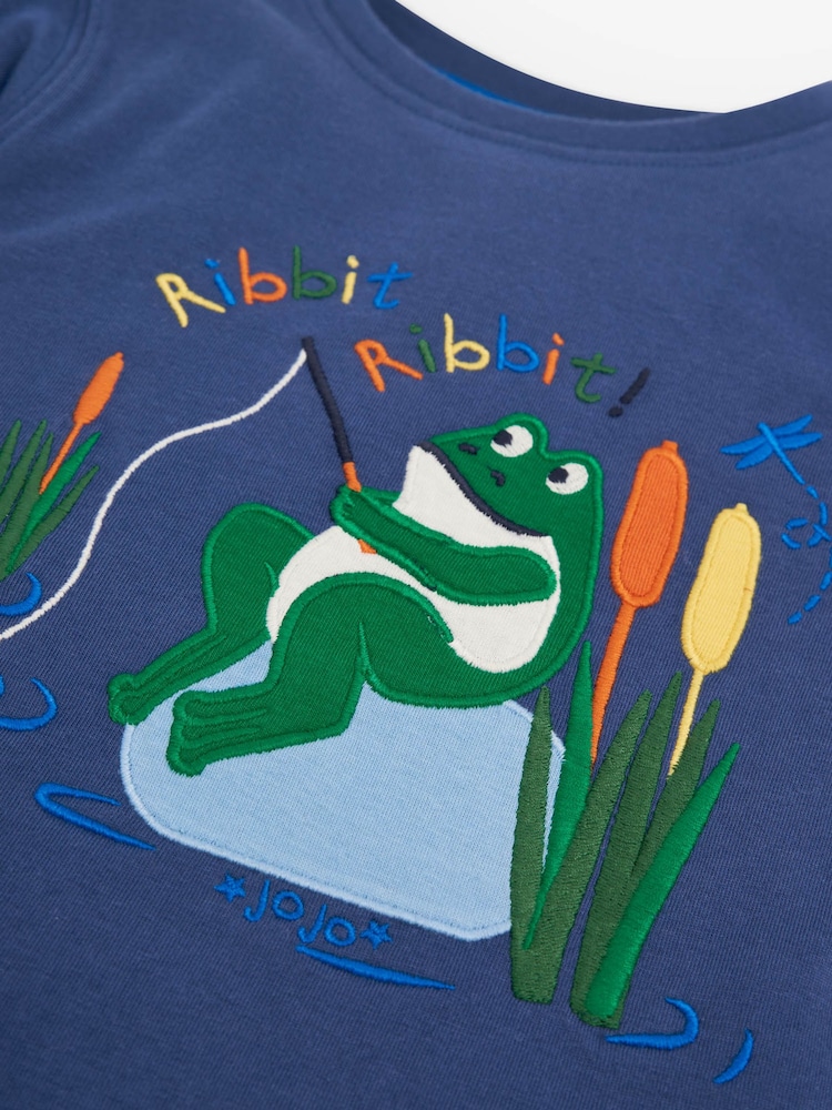 JoJo Maman Bébé Indigo Boys Fishing Frog T-Shirt - Image 2 of 2