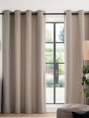 Natural Dark Blackout/Thermal Cotton Eyelet Curtains - Image 1 of 7