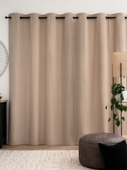 Natural Dark Blackout/Thermal Cotton Eyelet Curtains - Image 3 of 7