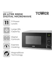 Tower White 20L 800W Digital Microwave - Image 3 of 8