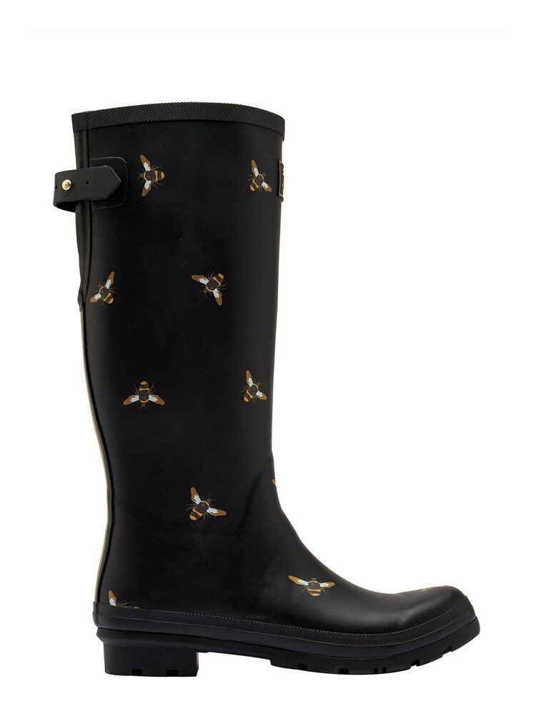 Joules Black Printed Wellies With Back Gusset - Image 1 of 1