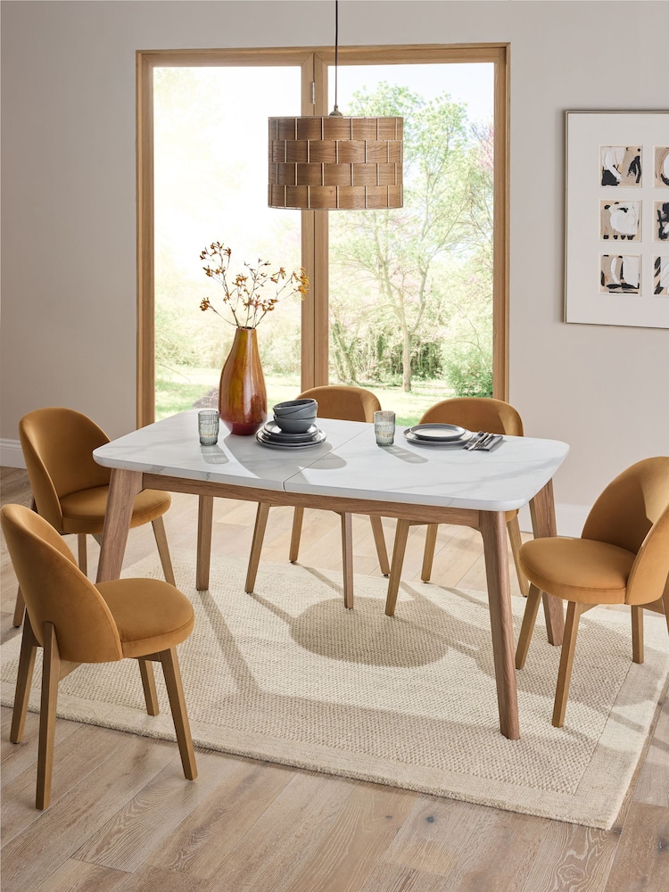 Walnut and Marble Effect Jackson 6 to 8 Seat Extending Dining Table - Image 2 of 11