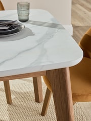 Walnut and Marble Effect Jackson 6 to 8 Seat Extending Dining Table - Image 3 of 11