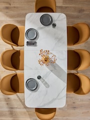 Walnut and Marble Effect Jackson 6 to 8 Seat Extending Dining Table - Image 4 of 11