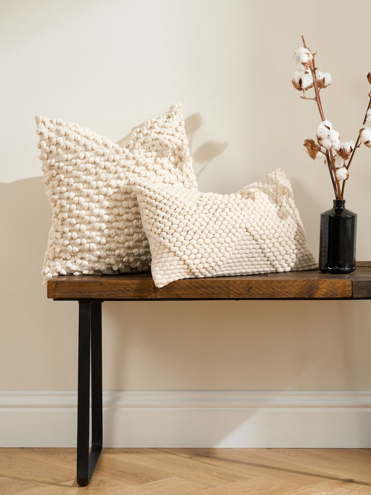 Truly Cream Knotted Cushion - Image 1 of 3
