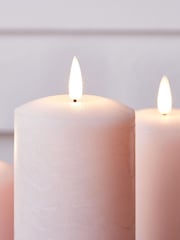 Lights4fun Pastel Pink TruGlow® LED Outdoor Pillar Battery Operated Candle Trio - Image 2 of 2