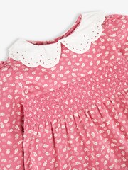 JoJo Maman Bébé Rose Woodland Floral Smocked Jersey Dress With Broderie Collar - Image 2 of 3