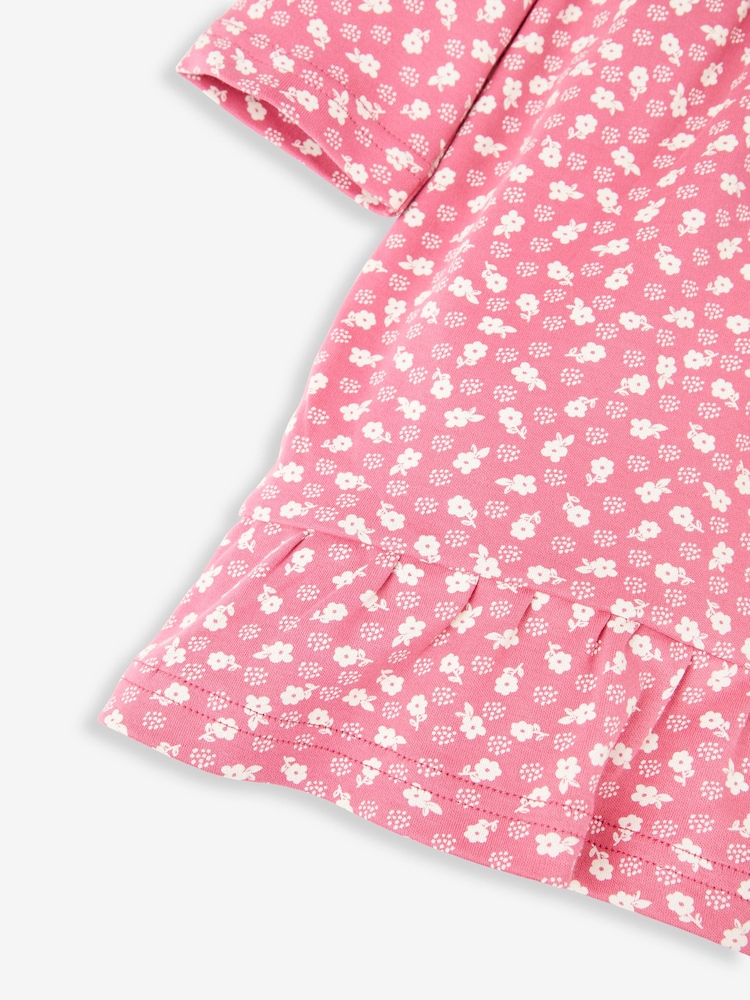 JoJo Maman Bébé Rose Woodland Floral Smocked Jersey Dress With Broderie Collar - Image 3 of 3