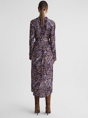 Reiss Blue Tabitha Animal Print Midi Dress - Image 5 of 5