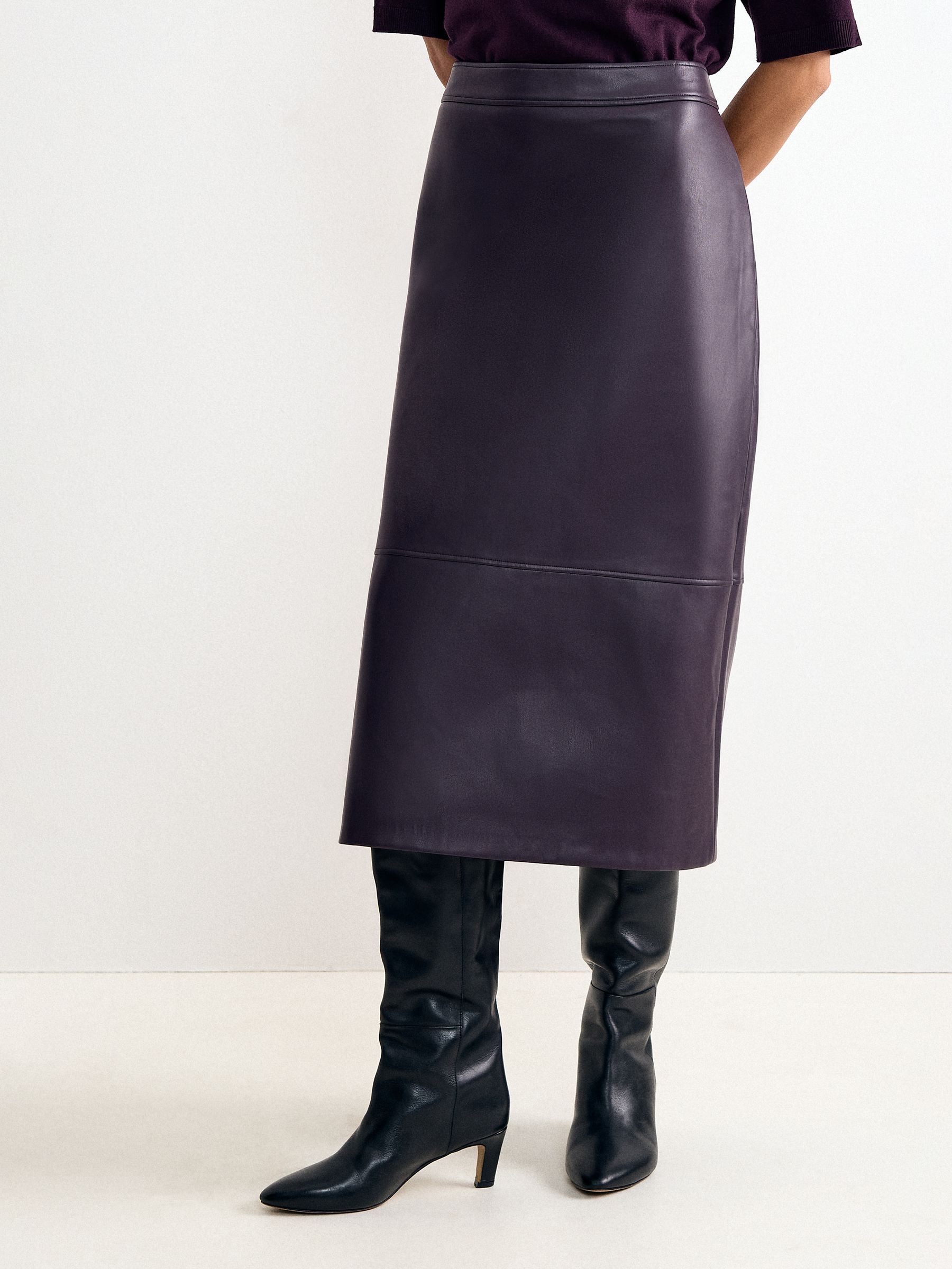 Phase Eight Women's Aubergine Melissa Pu Midi Skirt In | Size: 8 - Image 2