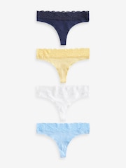 Weiß/Blau/Gelb - Slips aus Baumwolle und Spitze 4er-Pack - Bild 1 von 8