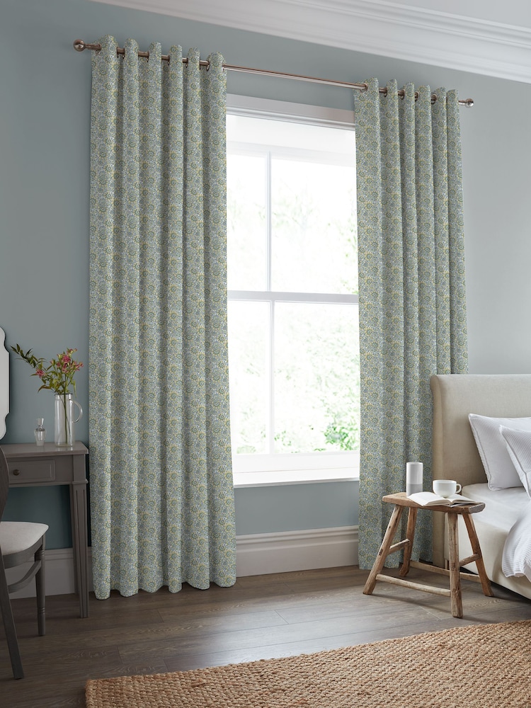 Laura Ashley Newport Blue Painswick Paisley Made to Measure 100% Cotton Curtains - Image 1 of 9