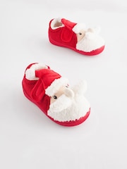 Red Santa Touch Fastening Cupsole Print Slippers - Image 1 of 5