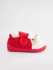 Red Santa Touch Fastening Cupsole Print Slippers - Image 2 of 5