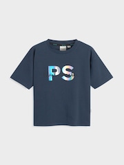 Paul Smith Junior Boys Holographic Short Sleeve Oversized Iconic Print 100% Cotton T-Shirt - Image 1 of 4