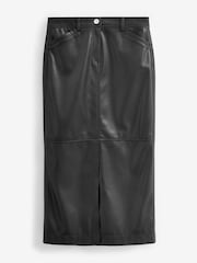 Black PU Faux Leather Column Skirt - Image 4 of 5