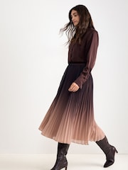 Phase Eight Brown Tallulah Ombre Skirt - Image 3 of 6