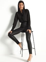 Black Sculpt Pull-On Coated Leggings - Image 2 of 7