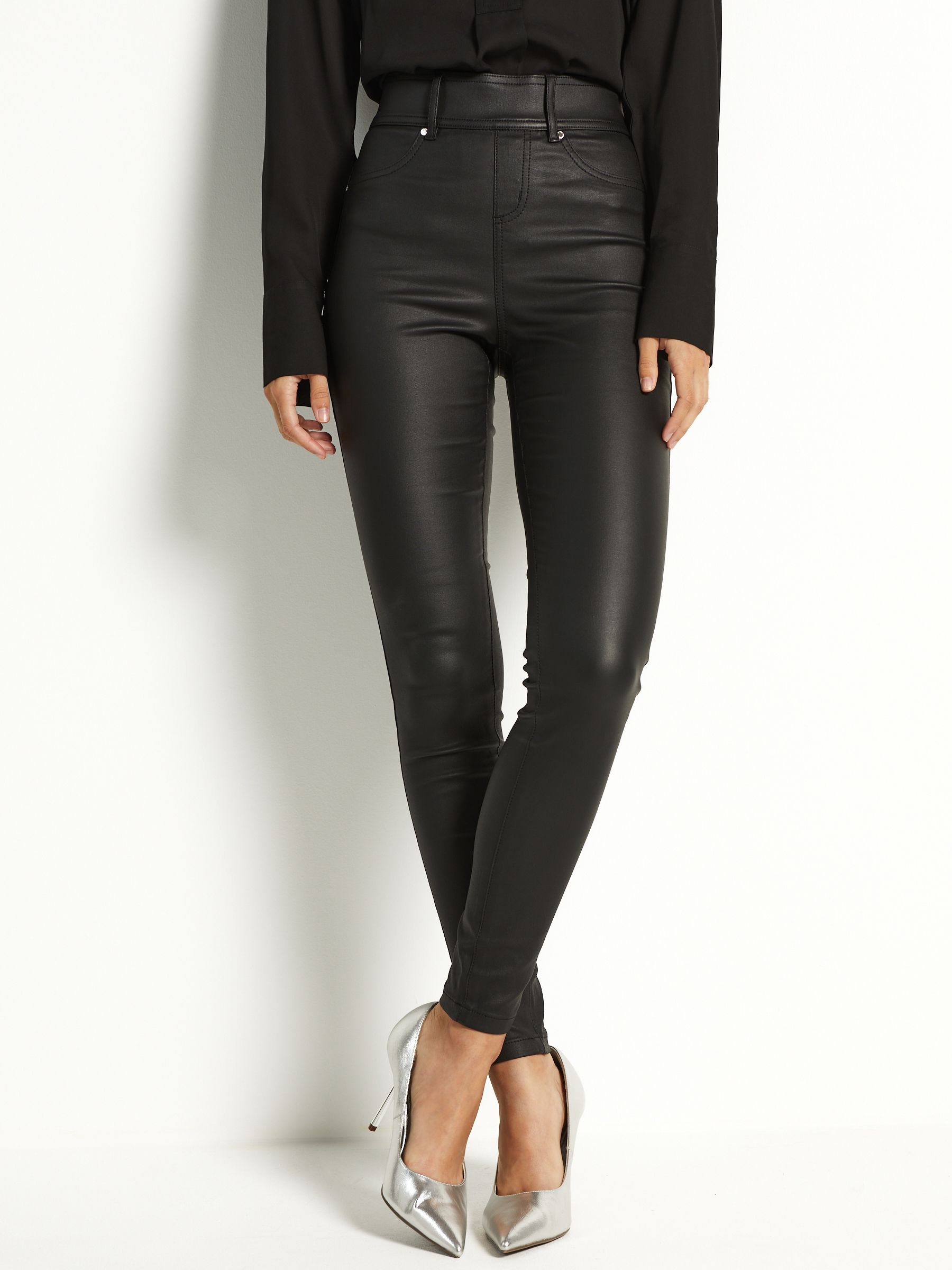 Buy Black Sculpt Pull On Coated Leggings from Next Romania