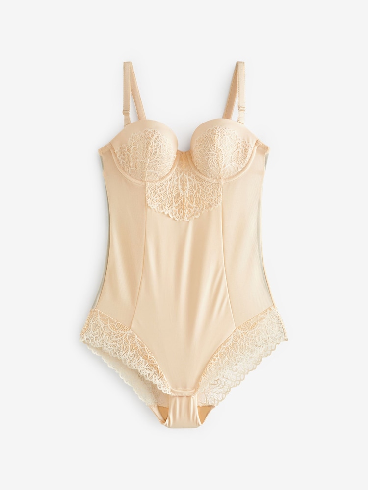 Pastel Rose Nude Firm Tummy Control Cupped Lace Body - Image 5 of 6