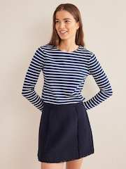 Boden Blue 100% Cotton Long Sleeve Breton Top - Image 1 of 5