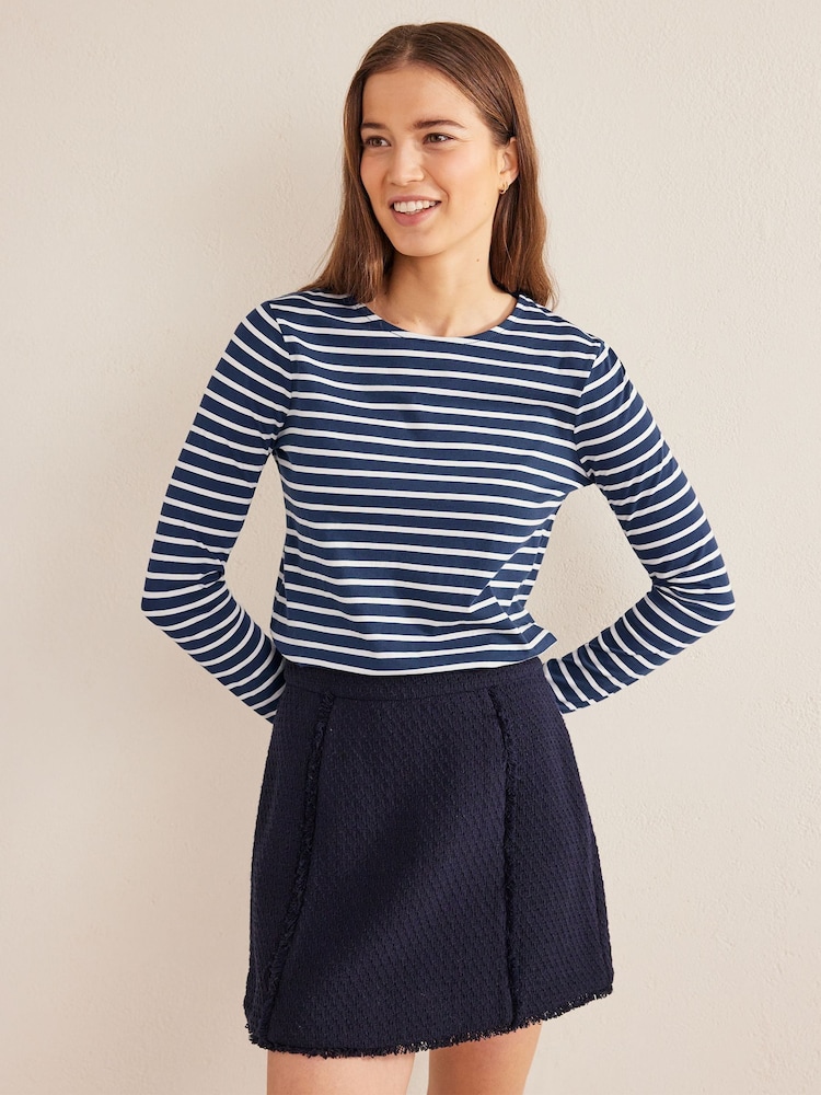 Boden Blue 100% Cotton Long Sleeve Breton Top - Image 1 of 5