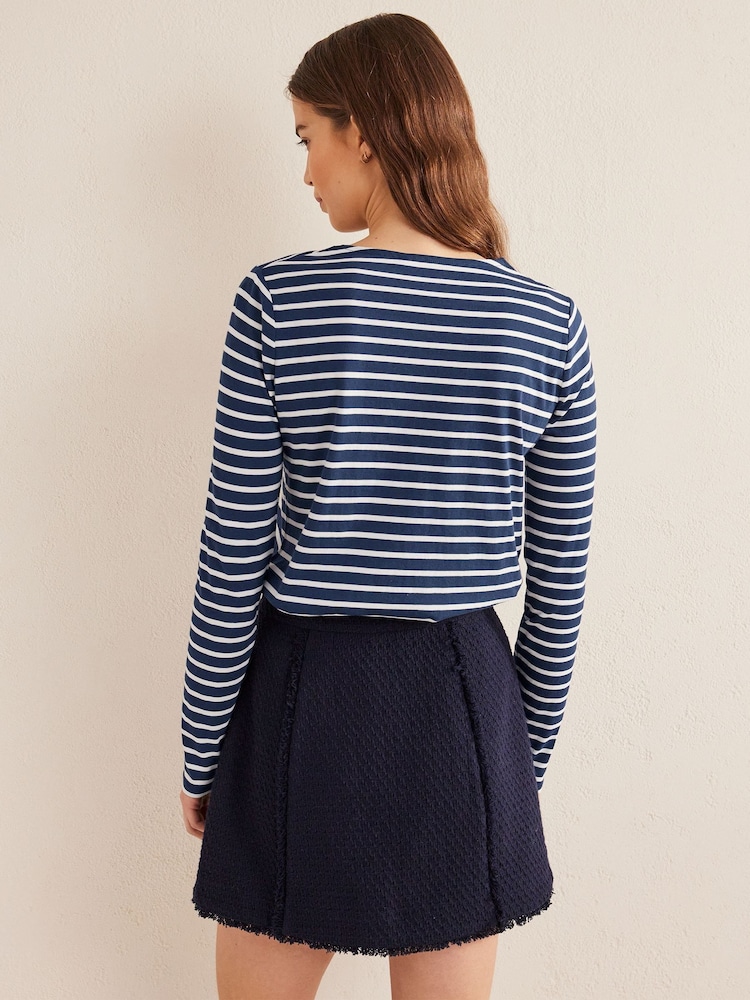 Boden Blue 100% Cotton Long Sleeve Breton Top - Image 2 of 5