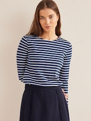 Boden Blue 100% Cotton Long Sleeve Breton Top - Image 3 of 5