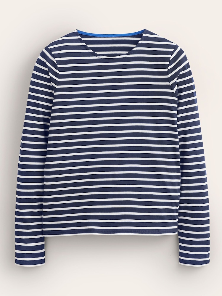 Boden Blue 100% Cotton Long Sleeve Breton Top - Image 5 of 5