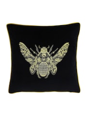 Riva Paoletti Black Cerana Velvet Polyester Filled Cushion - Image 1 of 2