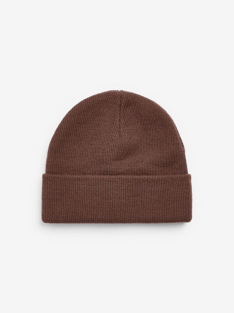 Chocolate Brown Flat Knit Beanie Hat (3mths-16yrs) - Image 1 of 2 Chocolate Brown Flat Knit Beanie Hat (3mths-16yrs) - Image 1 of 2