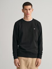 GANT Black Regular Fit Shield Logo Sweatshirt - Image 1 of 5