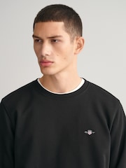 GANT Black Regular Fit Shield Logo Sweatshirt - Image 4 of 5