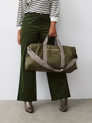 Oliver Bonas Green Hattie Leopard Weekend Bag - Image 7 of 7