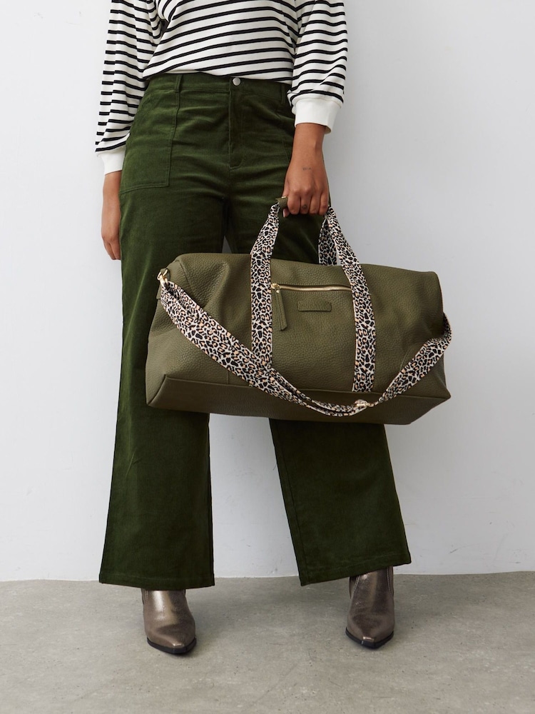 Oliver Bonas Green Hattie Leopard Weekend Bag - Image 7 of 7