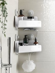Joseph Joseph Set of 2 White EasyStore Corner Shower Caddy - Image 1 of 4