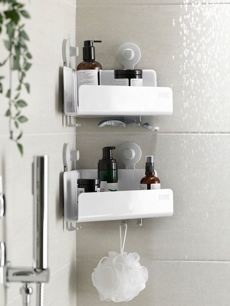 Joseph Joseph Set of 2 White EasyStore Corner Shower Caddy - Image 1 of 4