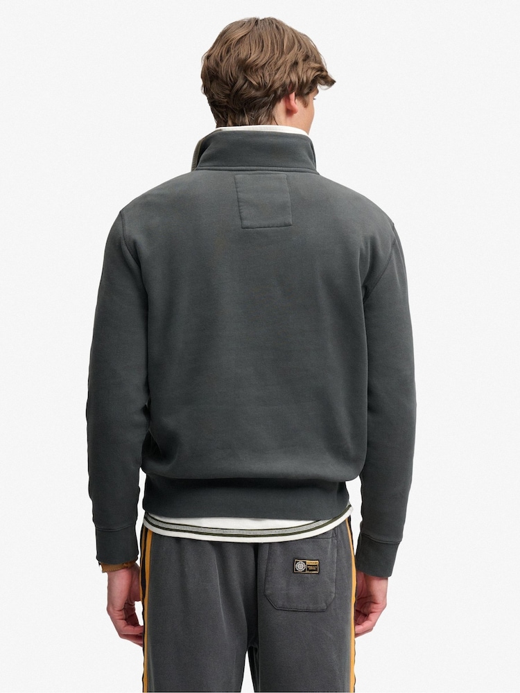 Superdry Grey Tonal Half Zip Sweatshirt - Image 2 of 6 Superdry Grey Tonal Half Zip Sweatshirt - Image 2 of 6