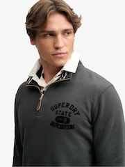 Superdry Grey Tonal Half Zip Sweatshirt - Image 4 of 6