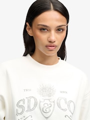 Superdry Cream Vintage Workwear Crew Neck Sweatshirt - Image 4 of 5