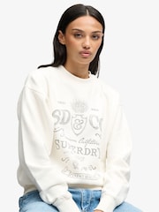 Superdry Cream Vintage Workwear Crew Neck Sweatshirt - Image 5 of 5