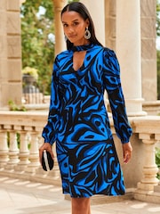 Vestido de corte acampanado con abertura en forma de cerradura en el escote Conversational de Sosandar - Imagen 4 de 5