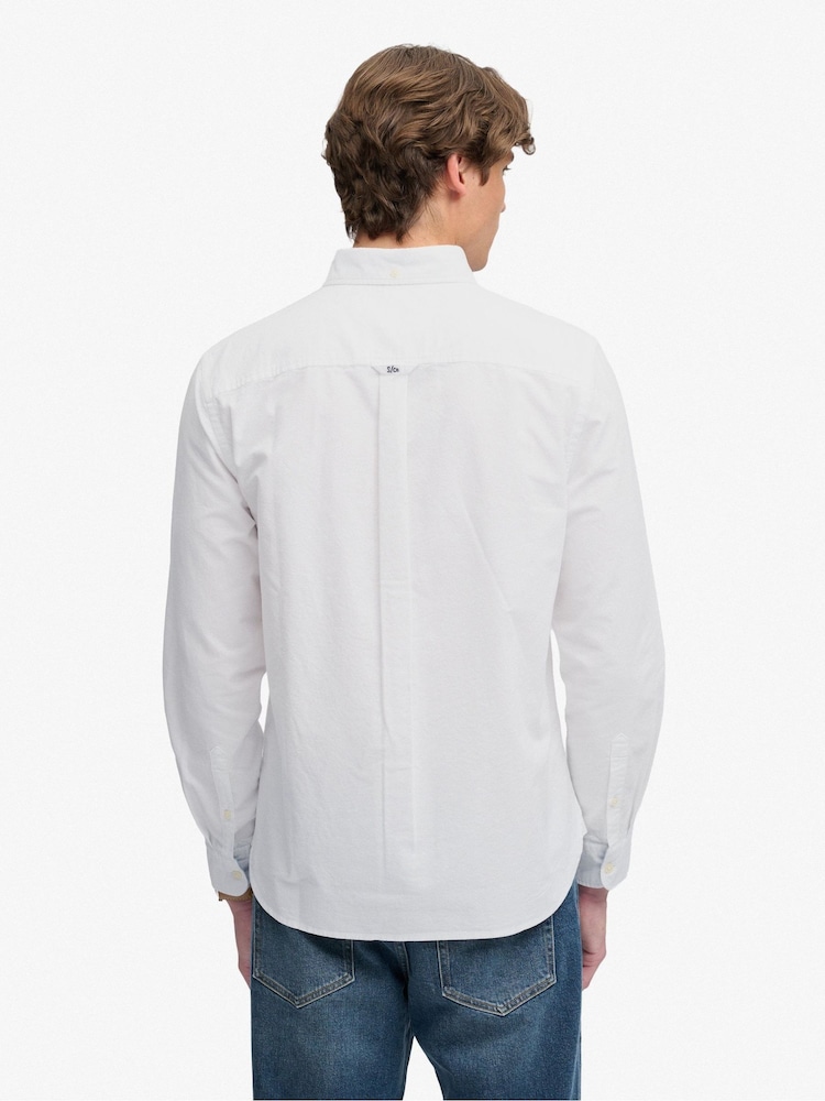 Superdry White Preppy Oxford Long Sleeve Shirt - Image 2 of 7 Superdry White Preppy Oxford Long Sleeve Shirt - Image 2 of 7