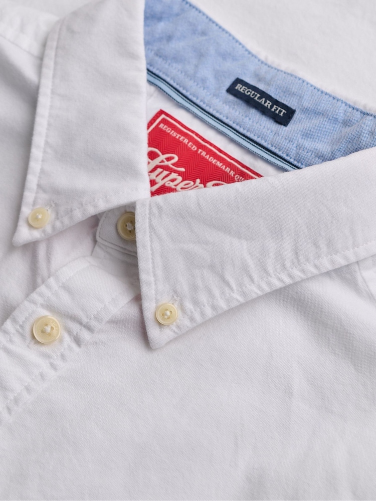 Superdry White Preppy Oxford Long Sleeve Shirt - Image 7 of 7 Superdry White Preppy Oxford Long Sleeve Shirt - Image 7 of 7