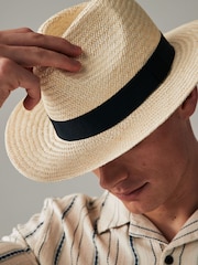 White Straw Panama Hat - Image 1 of 4